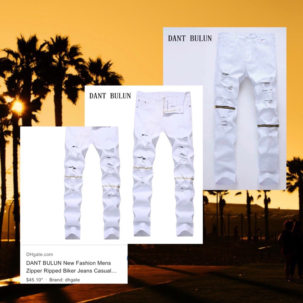 DANT BULUN Zipper Ripped Biker Jeans Skinny